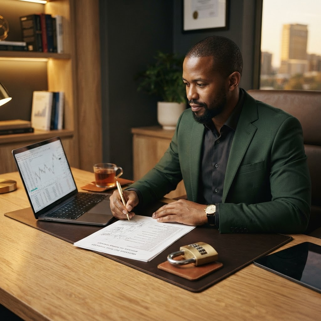 Professional trading workspace illustrating forex brokers in South Africa