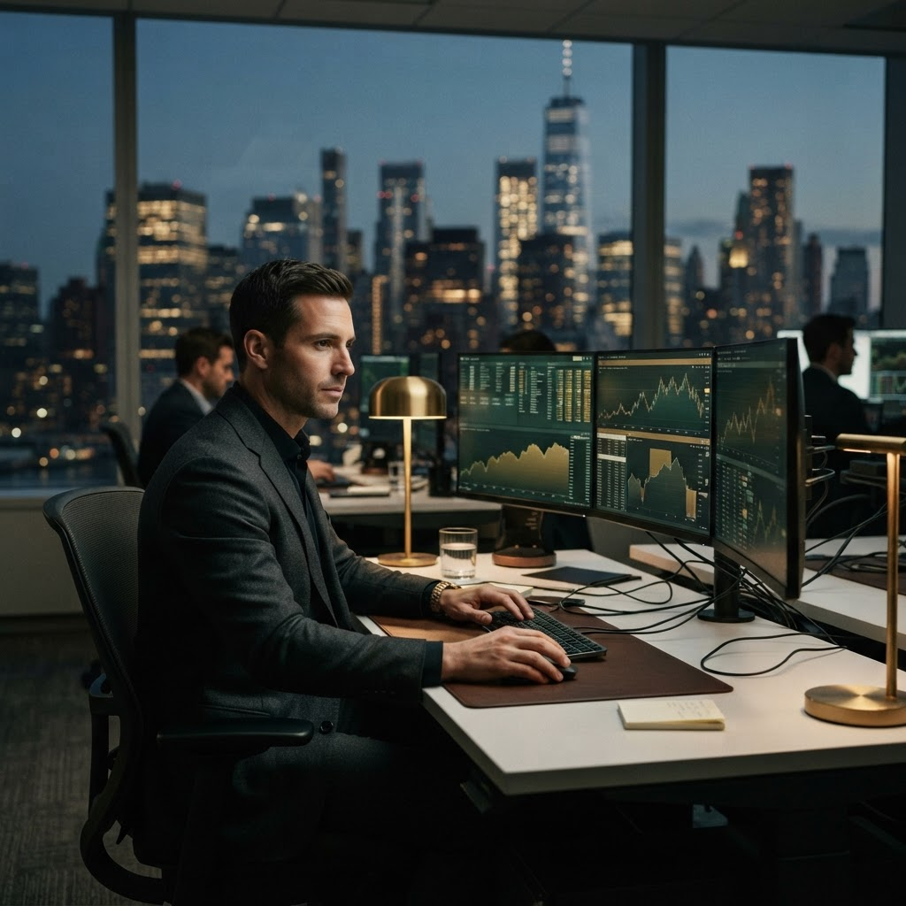 Professional trading workspace illustrating proprietary trading firms in the United States